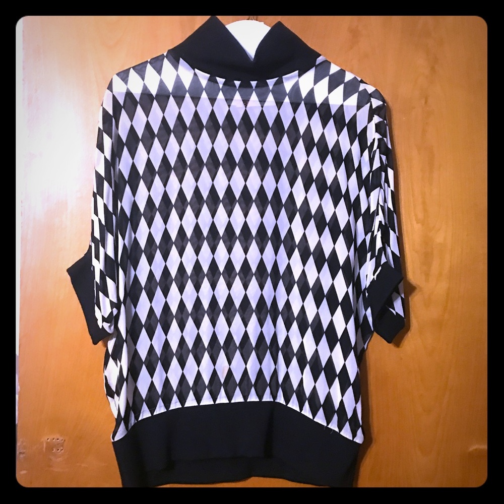 Alberta Ferretti  Vintage Jeans Philosophy sheer harlequin funnel neck top